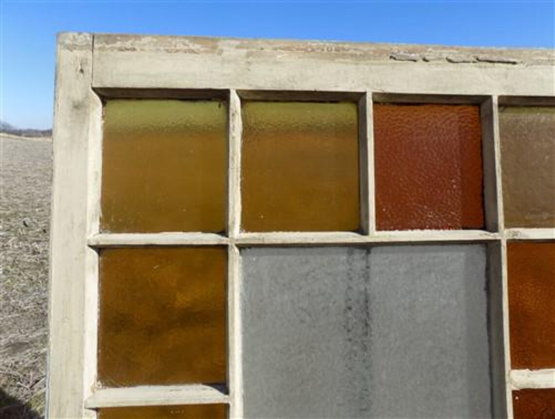 Antique Stained Glass, Rectangular Church Window, Architectural Art ...