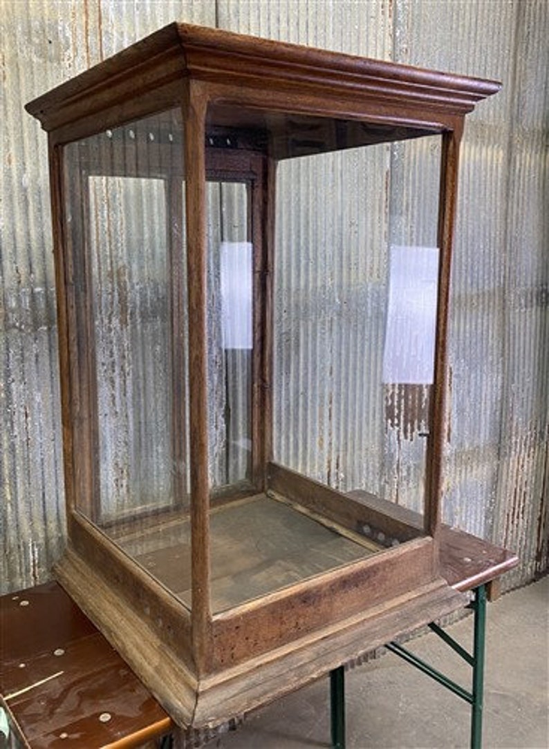 Vintage Countertop Display, Wood Framed Glass Showcase, Country General