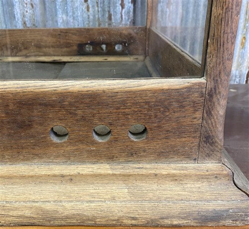 Vintage Countertop Display, Wood Framed Glass Showcase, Country General