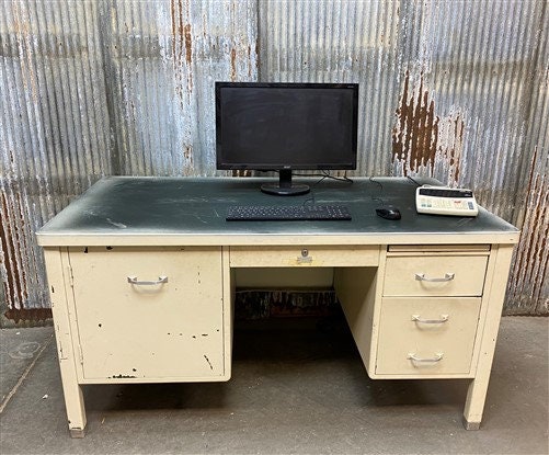 Vintage Mid Century General Fireproofing Desk, Typewriter Drawer