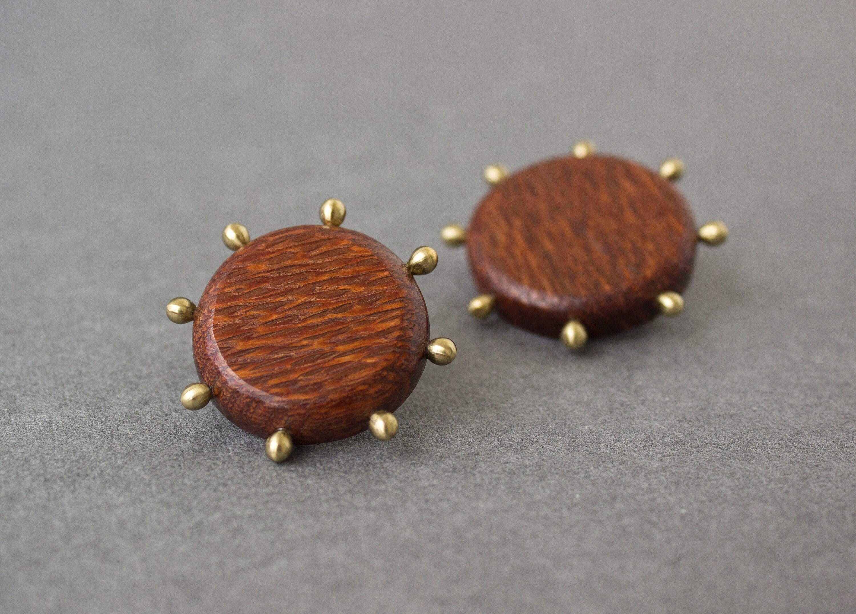 Handmade wooden set of 2 lapel pins. Broochpin set for her. Etsy