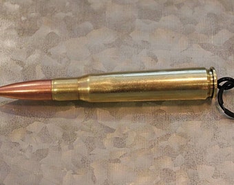 THE ORIGINAL 3  50 cal bmg Bullet  KEY CHAIN 1 1/4"  RING   TRENCH ART NICE 