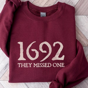 Distressed Spooky Season Halloween Costume Shirt Salem Witch Sweatshirt 1692 They Missed One Halloween Gift Shirt Massachusetts Witch Trials