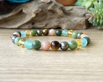 Wealth & Prosperity Bracelet, Manifest Success, Crystals for Abundance and Personal Growth, 6mm Beaded Stretch Gemstone Bracelet