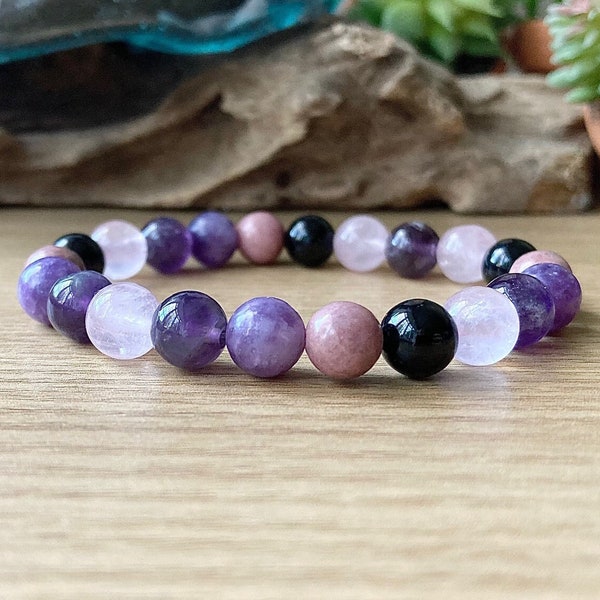 Grief Support Bracelet | Loss and Bereavement | Grief Affirmation | Emotional Support Healing Crystals