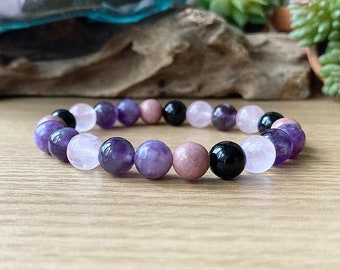 Grief Support Bracelet | Loss and Bereavement | Grief Affirmation | Emotional Support Crystals | 8mm Gemstone Beads