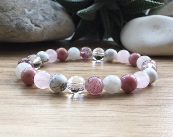 ULTIMATE Fertility Bracelet, Moonstone, Rose Quartz & Rhodonite, Feminine Energy Bracelet, Hope For Fertility, IVF Gift.