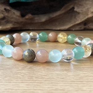Confidence Crystal Bracelet, Interview Bracelet, Empowering Gemstones for Clarity and Communication, Choose 6mm or 8mm Beaded Bracelet