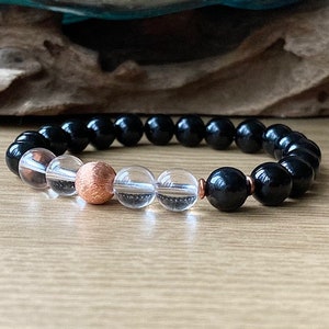 Shungite Black Tourmaline Bracelet: EMF Protection, EHS Shield, 8mm Gemstone Beads