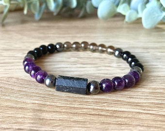 Protection Bracelet | Raw Black Tourmaline | Negative Energy Shield | 6mm Gemstone Beads