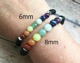 Chakra Diffuser Bracelet | Chakra Balancing Bracelet | Rainbow Chakra Aromatherapy Bracelet | Choose 6 or 8mm beads