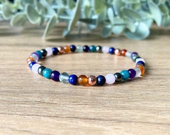 Dainty Arthritis Bracelet | Holistic Crystals for Pain Support | Comfortable Stretch Band | 4mm Gemstone Beads
