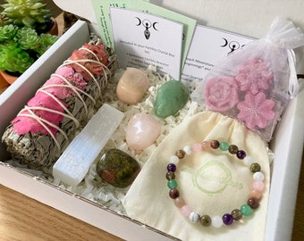 Set de regalo y pulsera para el cuidado de la fertilidad, kit de visualización del embarazo, manifiéstalo, energía de cristales y sahumerios, caja de regalo para FIV.