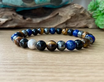Men’s Fertility Support Bracelet | Wellness Gemstone Jewellery for Him | Male Fertility Gift, 8mm Tigers Eye, Onyx, Lapis and Hematite