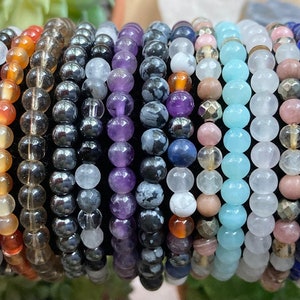 Custom Dainty Gemstone Bracelet | 4mm Beaded Crystal Jewellery | Delicate Stacking Bracelet | Layering Bracelet | Choose your beads