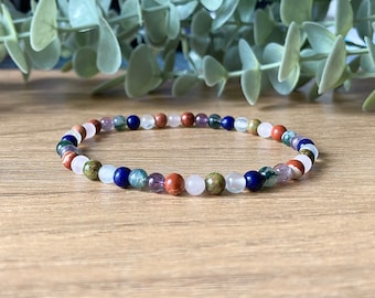 Dainty Pregnancy Bracelet, Protection Crystals, Prenatal, Expectant Mother Support, Genuine 4mm Gemstones, Tiny Bead Wellness Bracelet
