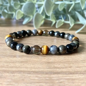 PROTECTION Crystal Bracelet, Magnificent 7 Protection Crystals, Personal Energy Shield, Psychic Attack Protection, 6mm Beaded Bracelet