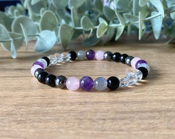 Empath Protection Bracelet, Aura Shielding Jewellery, Protective Energy Crystals, Spiritual Defence Gemstone Bracelet, 6mm Beads