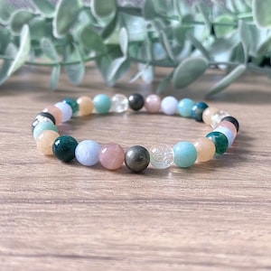 Anxiety Bracelet, Crystals for Stress Relief and Emotional Balance, Bracelet for Peace of Mind and Protection, 6mm Gemstone Beaded Bracelet