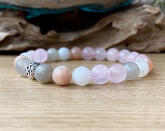 Fertility Bracelet | Conception Pregnancy Gift |  Moonstone, Rose Quartz, Labradorite | Fertility Boosting Crystals | 8mm Beads
