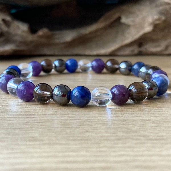 Headache Relief Bracelet, Gemstone Migraine Support, Tension and Stress Bracelet, Relaxation Crystals, 6mm Beaded Gemstone Bracelet