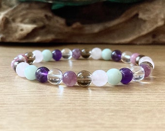 Anxiety Bracelet | Calming Crystals for Wellbeing | Support for Stress | 6mm Beaded Stretch Bracelet