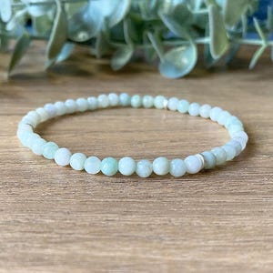 Dainty Burmese Jade Bracelet, Tranquillity and Spiritual Growth, Good Fortune and Protection Burma Jade, 4mm Burmese Jadeite