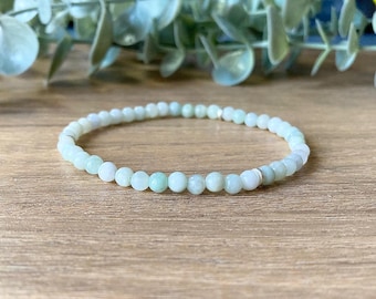 Dainty Burmese Jade Bracelet, Tranquillity and Spiritual Growth, Good Fortune and Protection, 4mm