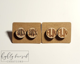 Monogram Stud Earrings