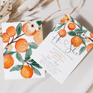 Cutie Gender Reveal Phone Evite + Printable Invite, Gender Reveal Party, A Little Cutie Is On The Way, Er oder Sie, Junge oder Mädchen, Citrus, Orange