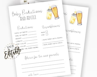 Juego de predicciones y consejos, El bebé se está gestando, Consejos para padres, Botellas y cervezas, Baby Shower de género neutro, Actividad de consejos