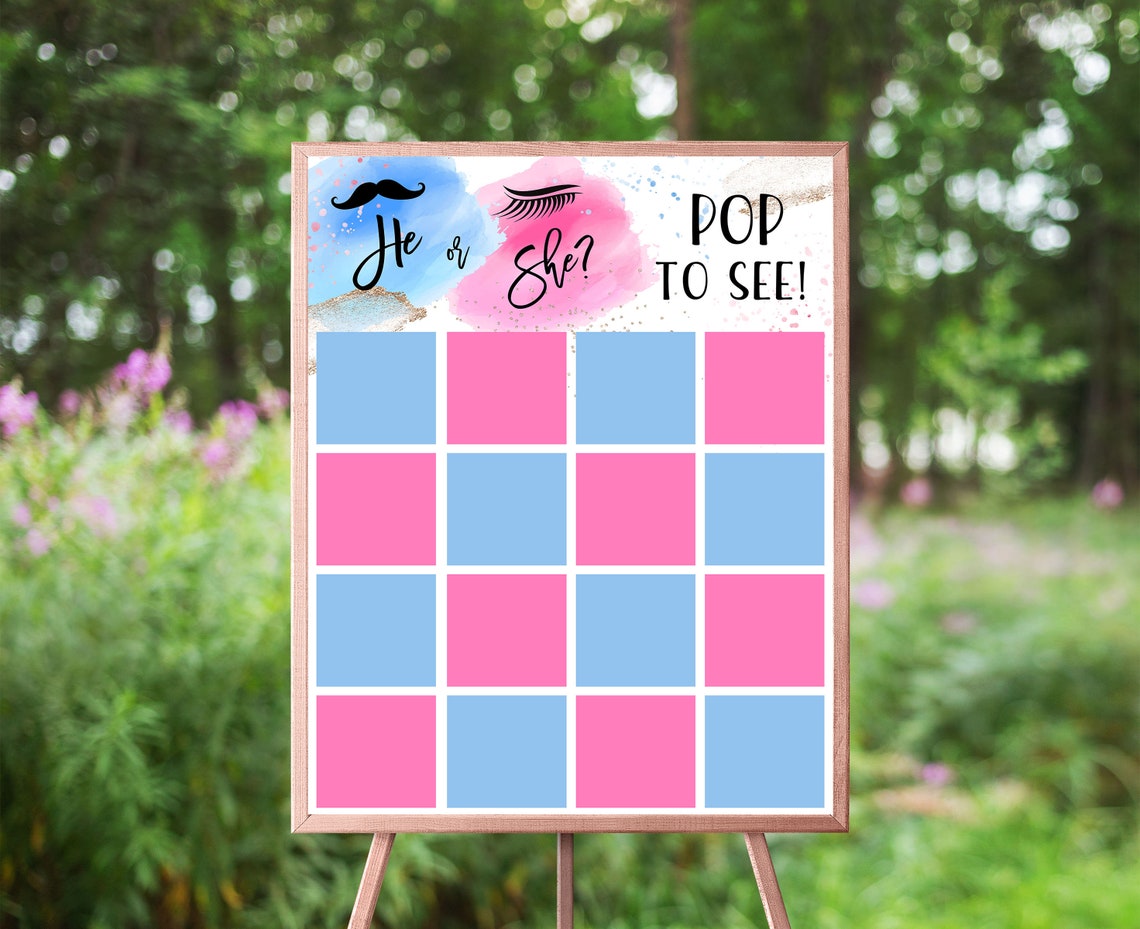 Gender Reveal Balloon Dart Board Pink and Blue Watercolor Etsy UK