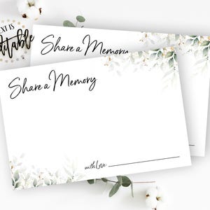 Greenery Share A Memory Card Template, Memorial Words To The Family, Bohemian Succulents, Funeral Memorial Service, Words Of Comfort