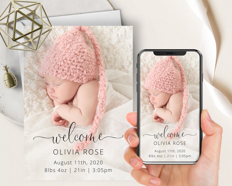 Photo Birth Announcement Electronic Printable Etsy