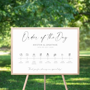 Wedding Order Of The Day, Order Of Events, Minimalist, Wedding Timeline, Reception Sign, DIY Itinerary, Welcome Sign, Minimalism, Template