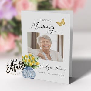 Programa funerario Tulipanes, Servicio funerario, En memoria de un ser querido, Mariposas doradas, Celebración de la vida, Tamaño carta (EE. UU.), Servicio conmemorativo, Obituario