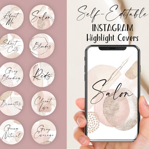 Abstract Instagram Highlight Covers Template, Feminine, DIY Insta Story Covers, Self-Editable, ANY BUSINESS, Salon, Photography, Boutique