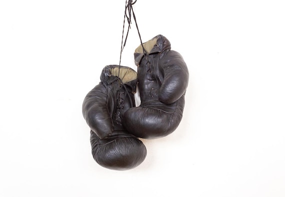 Old decorative black old leather vintage boxing g