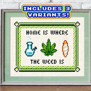 GRASS - Cross Stitch Pdf Pattern, is where the, 420, Funny cross-stitch design stoner chart The Retro Stitcher