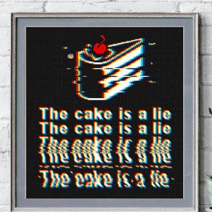 CAKE - Cross Stitch Pdf Pattern, Glitch, distortion, black aida, trippy, download glitchy