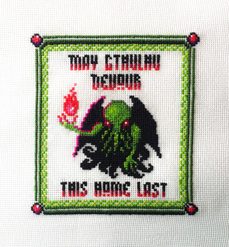 CTHULHU DEVOURS Cross Stitch PDF Pattern Kutulu Lovecraft Etsy
