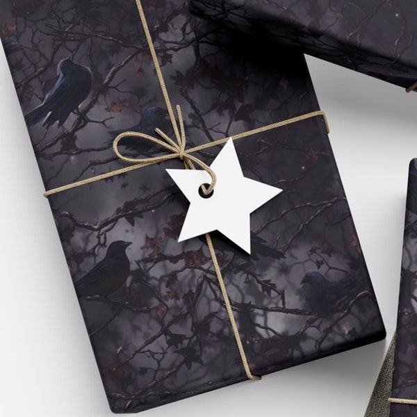 Sustainable, Gothic Aesthetic, Goth, Dark Noir, Crows and Vine Paper - Unique Gift Wrap, birthday, anniversary, Recycled Paper, Eco-friendly