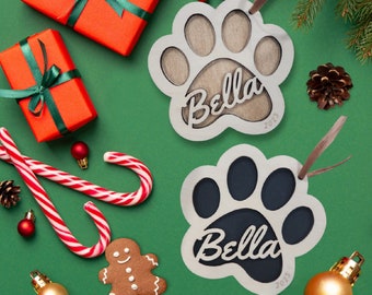 Personalized Dog Cat Pet Paw Ornament | Custom Made Ornament | 3D Ornament | Custom Pet Name Christmas Ornament | Animal 2023 Ornament