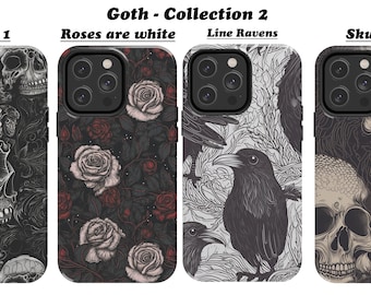 Aesthetic Dark Noir, Goth Phone Case, Rose, Skull, Raven, Covers, iPhone Case, Samsung Galaxy Case, iPhone 15 Pro Case, iPhone 16 Pro Case