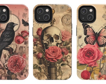 Aesthetic Gothic Collage, Goth Phone Case, Whimsical Goth, Skull, iPhone Case, Samsung Galaxy Case, iPhone 15 Pro Case, iPhone 14 Pro Case