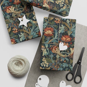 Nachhaltiges, William Morris Ästhetisches, spezielles Blumengeschenkpapier - Einzigartige Geschenkverpackung, Geburtstag, Jubiläum, Recyclingpapier, umweltfreundlich