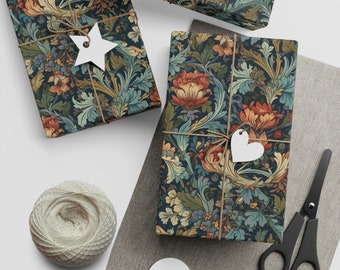 Nachhaltiges, William Morris Ästhetisches, spezielles Blumengeschenkpapier - Einzigartige Geschenkverpackung, Geburtstag, Jubiläum, Recyclingpapier, umweltfreundlich