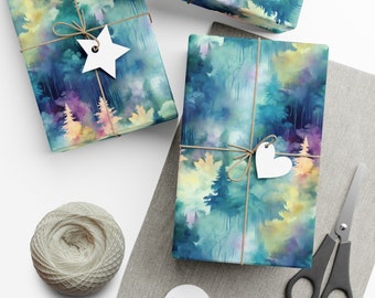Sustainable, Landscape Green Tree Forest, Aesthetic, special Wrapping Paper - Unique Gift Wrap, birthday, anniversary, Recycled Paper, Eco