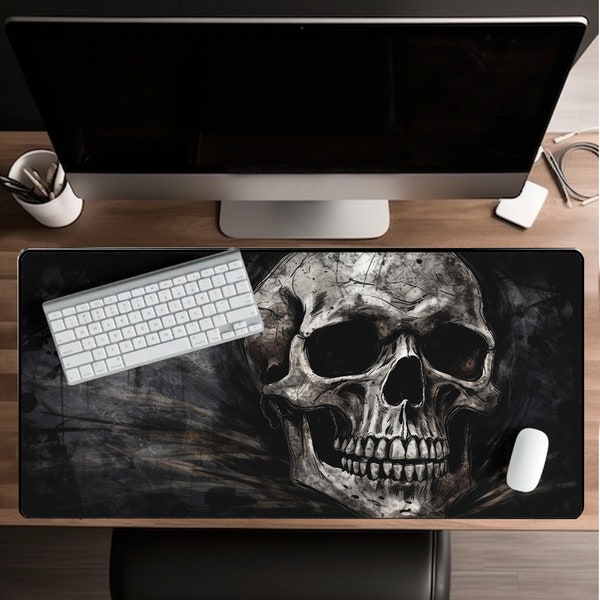 Gothic Grunge Skull Aesthetic,  Mouse Pad, Dark Noir Mousepad, Gothic Desk Mat, big gaming mouse pad XXL, Scary Desk Mat, Skeleton, Gamer