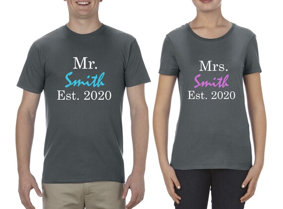 Tstars Mr & Mrs Matching T-Shirts For Couples - His And Her Outfits For Husband Wife, Anniversary, Valentine's Day
